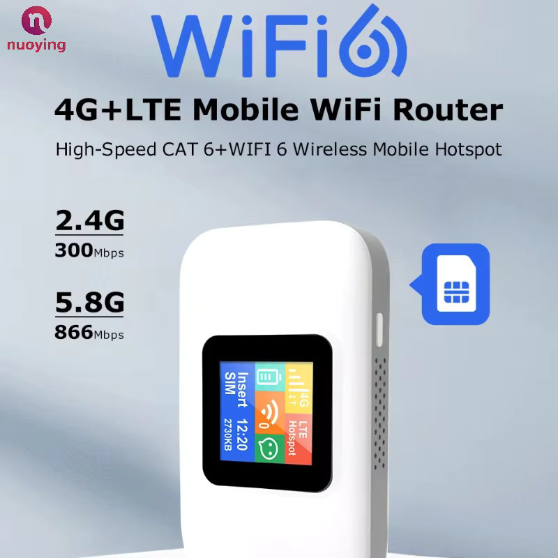 NUOYING Mobiler WLAN-Router mit WiFi 6 und 4G Cat6, Tragbarer Hotspot mit 3000mAh Akku in Weiß - Bild 6