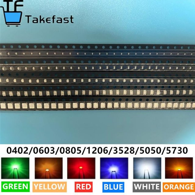 XIASONGXIN LIGHT SMD LED Set mit 100 Stück in den Farben Rot, Gelb, Grün, Weiß, Blau und Orange - Bild 1