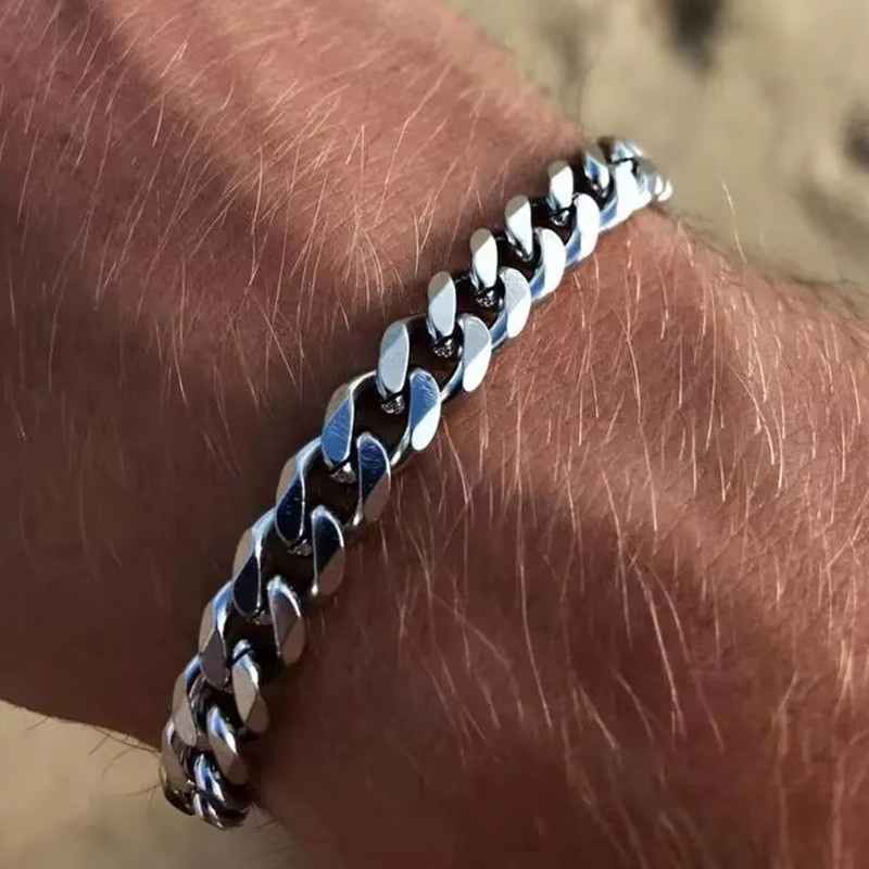 Vnox Armband, Miami-Panzerkette, Edelstahl, Silber, Herren - Bild 3