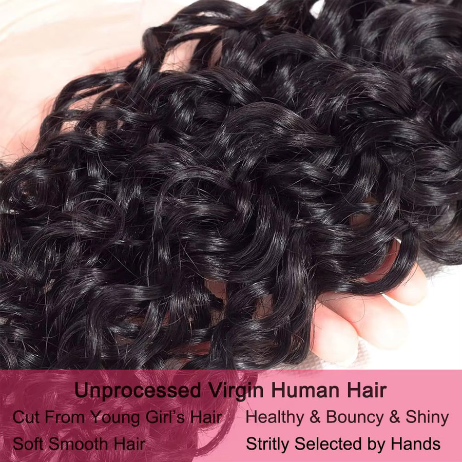 Dula A Hair Echthaar-Bündel, Wasserwellen, Schwarz, Unisex - Bild 5
