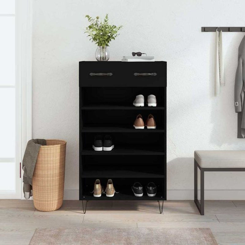 Vidaxl Schuhschrank in Schwarz im Industrial Design aus Holzwerkstoff und Metall, B/T/H: 60 x 35 x 105 cm - Bild 1