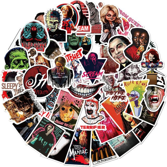 50 Stück Horrorfilm Charakter Vinyl Aufkleber in Multicolour für Laptop, Auto, Notebook und Handyhülle - Bild 1