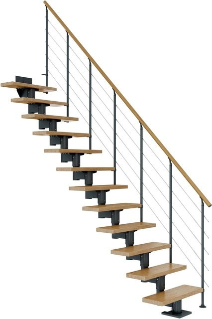 Dolle Mittelholmtreppe Cork Gerade in Eiche Anthrazit mit einer Breite: 75 cm und einer GH bis 337 cm - Bild 1