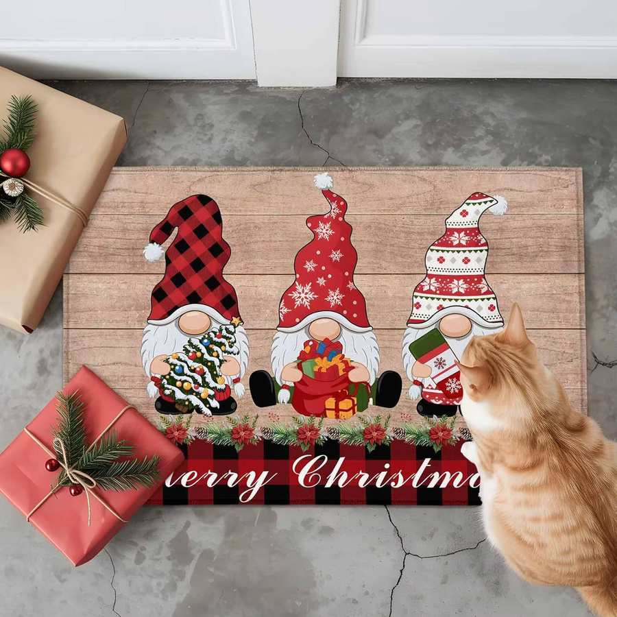 VIKAMA Weihnachtszwerg Fußmatte als rutschfester Druckteppich für den Eingangsbereich und zur Weihnachtsdekoration - Bild 6
