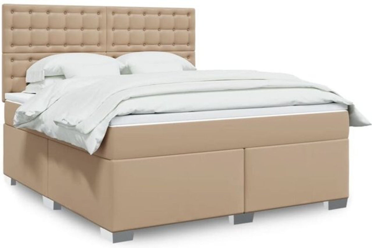 Vidaxl Boxspringbett Matratze mit Taschenfederkern H2 in Braun, Weiß und Beige, B/T/H: 180 x 200 x 150,5 cm - Bild 1