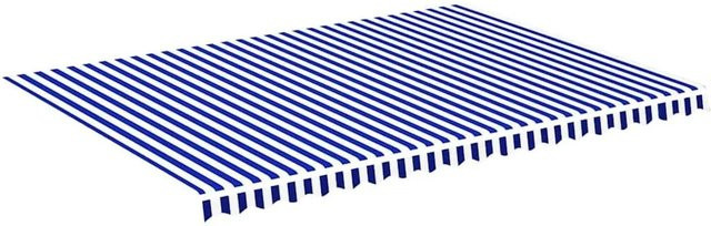 DELUKE Markisenbespannung aus Polyester, wasserabweisend und reißfest, Blau-Weiß, B/T: 500 x 350 cm mit Volant - Bild 1