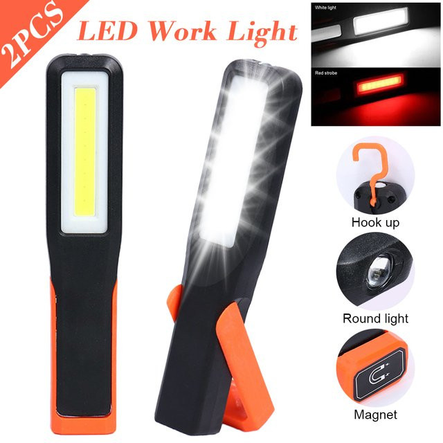 2er-Set UMEXUS COB LED Arbeitsleuchten in Schwarz, wiederaufladbare magnetische Taschenlampe und Warnleuchte für Werkstatt und Notfälle - Bild 1
