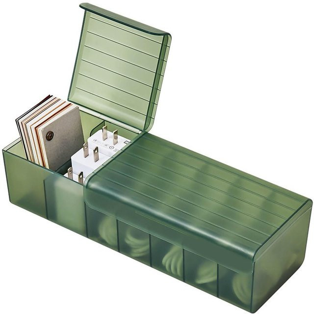 OutsideWorld Datenkabel Aufbewahrungsbox mit Deckel und mehreren Fächern für Ladekabel, Schmuck oder Kopfhörer in Beige - Bild 1