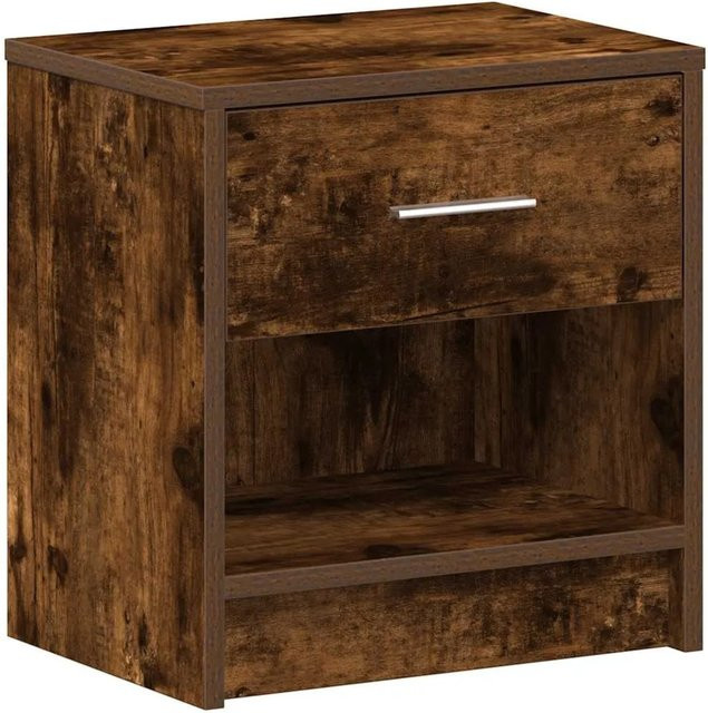 vidaXL Nachttisch mit Schublade in Räuchereiche, Braun, B/T/H: 39 x 28 x 41 cm - Bild 1