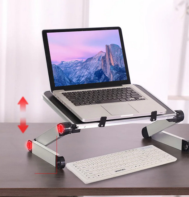 YASOKO Tragbarer Klapphalter aus Aluminiumlegierung als Laptop-Ständer für 11–17 Zoll in Schwarz und Silber - Bild 1