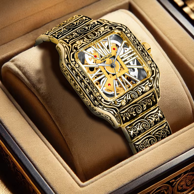 MEIRUIQI Armbanduhr Automatik, Gold, Herren - Bild 2