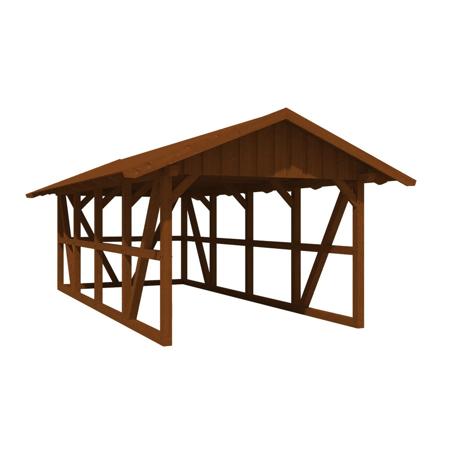 Skan Holz Carport Schwarzwald aus Fichtenholz mit Dachschalung und Rückwand in Nussbaum Braun B: 424 cm, T: 772 cm - Bild 2