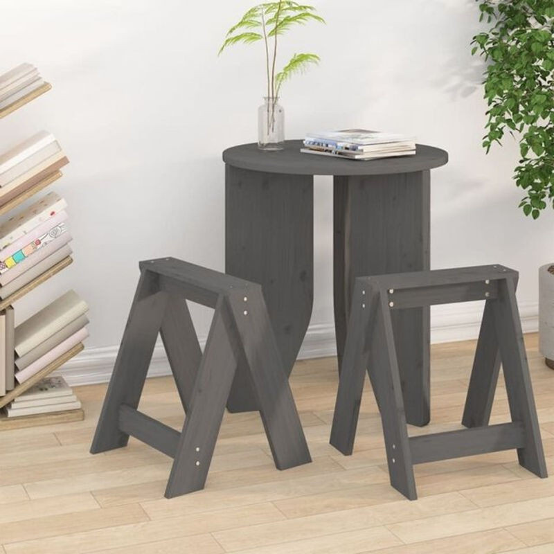 Vidaxl Barhocker 2er Set aus Massivholz Kiefer in Grau, B/T/H: 40 x 40 x 45 cm - Bild 1