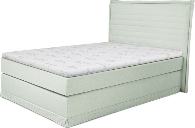 Boxspringbett SANSIBAR Langeoog in Blau und Silber, gepolstert mit Stoffbezug und Bonell-Federkern, Breite: 90 cm, Tiefe: 200 cm - Bild 1