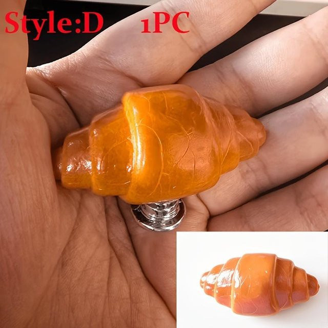 Darron Möbelknauf in Brot-Form, Farbe Orange, aus Resin und Metall - Bild 1