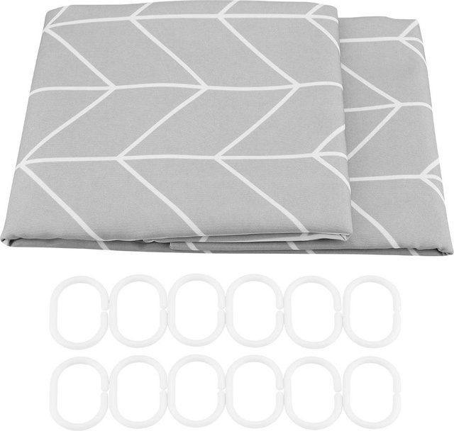 CosyHome Duschvorhang Gestreift in Grau, Wasserdicht und Schimmelresistent, B x H: 200 x 200 cm - Bild 1