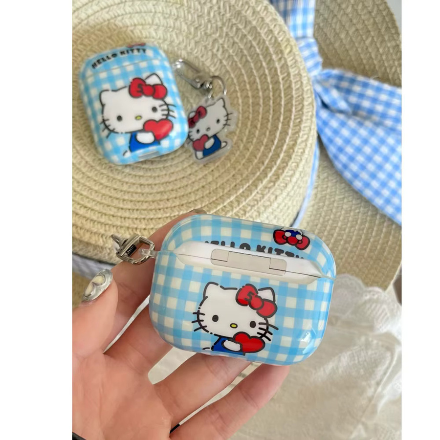 Hello Kitty Kopfhörerhülle für Apple AirPods 1 2 3 4 und Pro 2 mit KT-Schlüsselanhänger in Blau und Multicolour - Bild 2