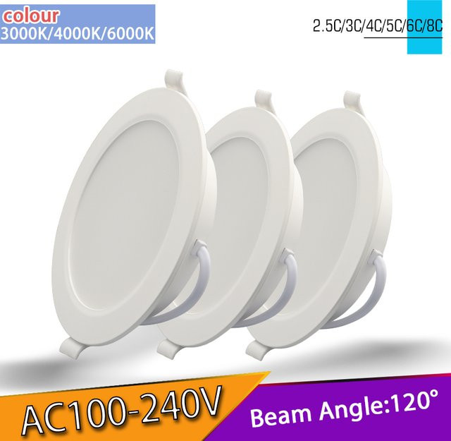 2er-Set LED Einbau-Downlights rund in Weiß mit 3 Farbmodi (CCT) für AC100-240V - Bild 1