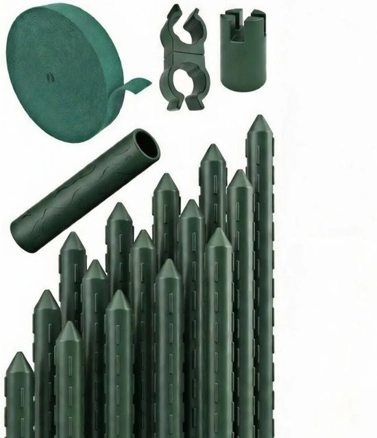 TTL GARDEN Rankstäbe 15er Set Grün, Kunststoffbeschichtet mit Stahlkern, Höhe: 180 cm, Durchmesser: 11 mm, Rankhilfe für Garten, Hochbeet und Gewächshaus - Bild 1