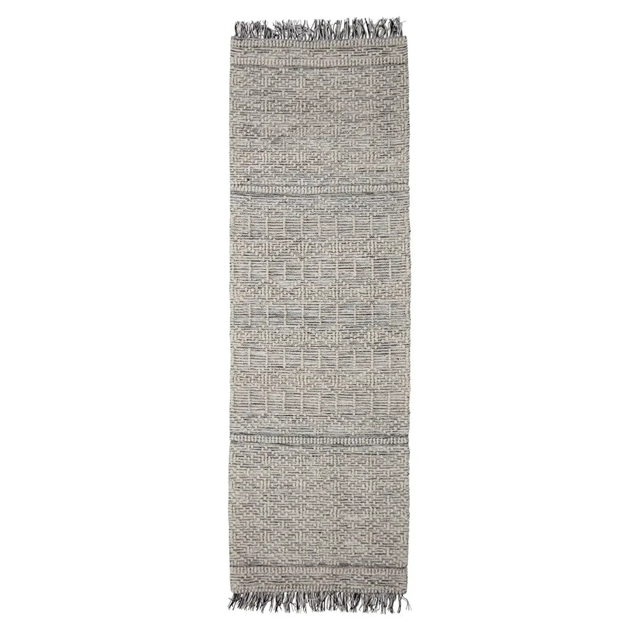 Bloomingville Teppich Maisy aus Polyester in Grau mit Fransen, B/T: 75 x 245 cm - Bild 1