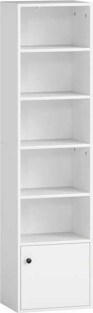 HOMCOM Bücherregal in Weiß mit 6 Ebenen, 3 verstellbaren Einlegeböden und Schrank im modernen Stil - Bild 1