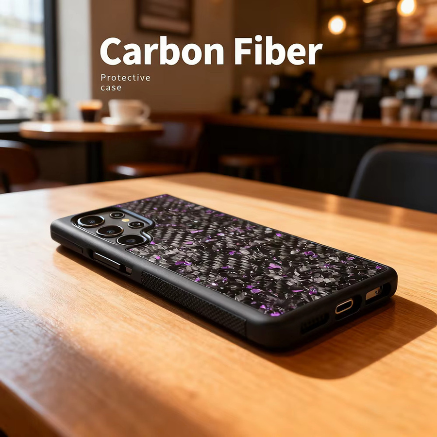 Stoßfeste MagSafe Handyhülle mit Carbon Fiber Textur und Alloy Lens Schutz für Samsung Galaxy S25 S24 S23 S22 Plus Ultra in Schwarz oder Grün - Bild 3