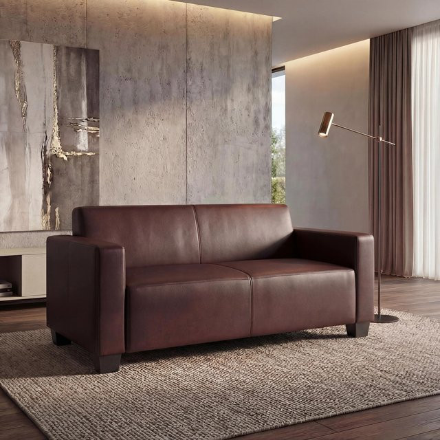 MCW Moncalieri Modular 2-Sitzer Sofa aus Kunstleder in Rot-Braun - Bild 1