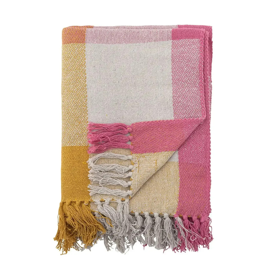 Bloomingville Decke Hadley aus recycelter Baumwolle in Pink/Multicolor, B/T: 130 x 160 cm - Bild 1