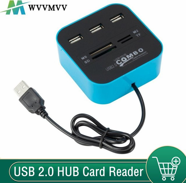 WvvMvv All-in-One USB 2.0 Hub Combo mit 3 Ports und SD/TF Kartenleser für Laptop und Computer - Bild 1