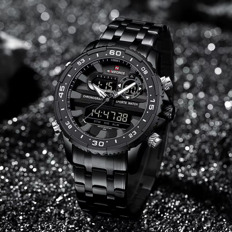 NAVIFORCE Armbanduhr, Quarz, Analog-Digital, Edelstahl, Schwarz, Herren - Bild 5
