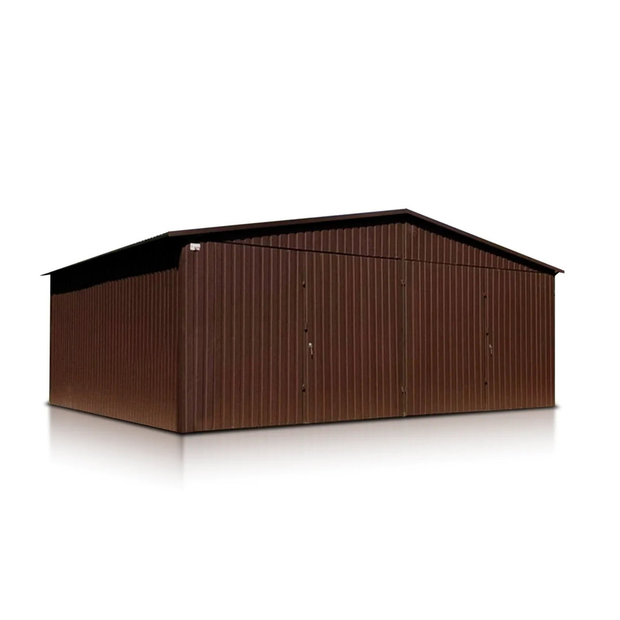Liderstal Doppelgarage Premium aus Blech mit Satteldach und Doppelflügeltor, Farbe: Dunkelbraun, B/T/H: 600 x 500 x 270 cm - Bild 2