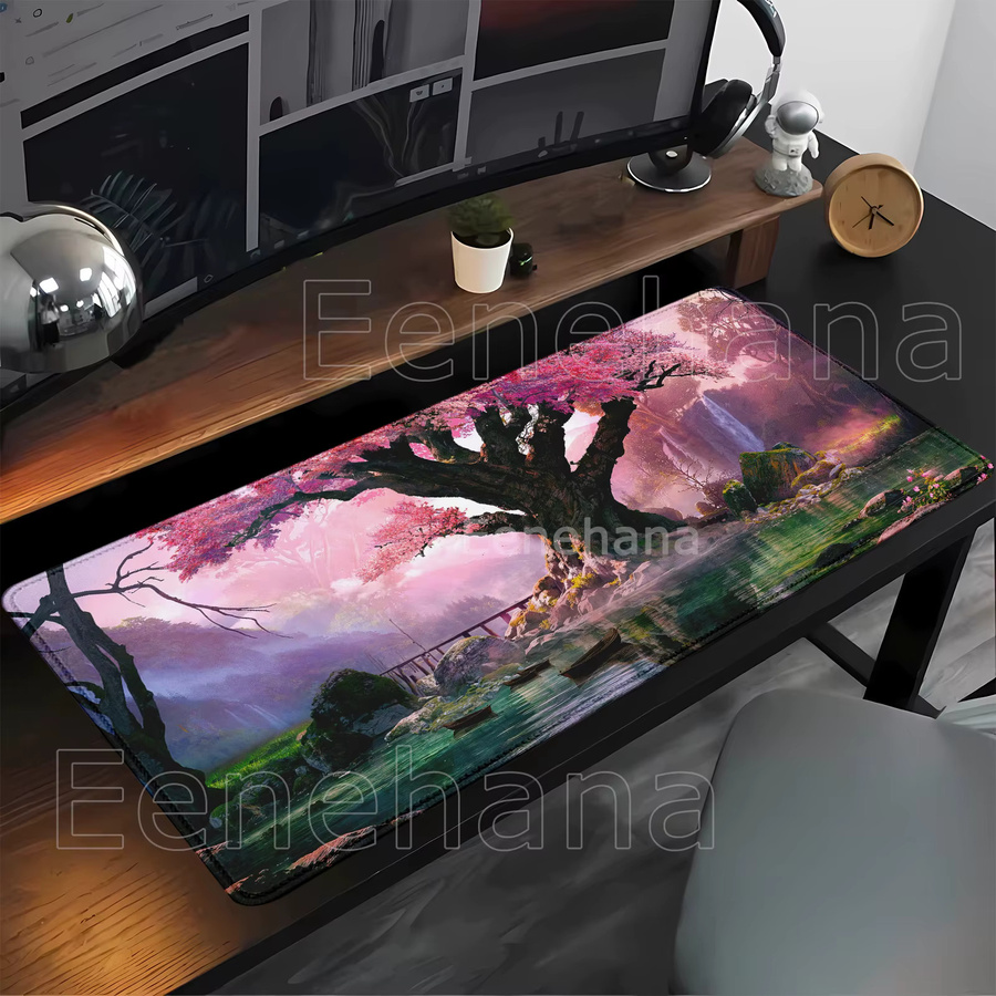 Eenehana XXL-Mauspad Waldlandschaft Multicolor, rutschfeste Schreibtischunterlage aus Gummi, B/B/H: 90 x 40 cm - Bild 2