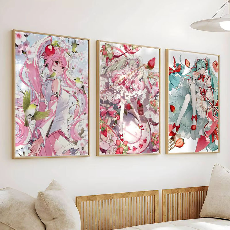 Hatsune Miku Anime Wandbild als selbstklebender wasserfester Aufkleber aus Papier, mehrfarbig, rechteckig - Bild 4