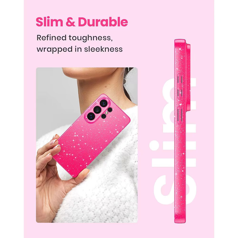 Glitzer Handyhülle für Samsung Galaxy S26 Ultra S25 FE S24 Plus S23 A55 A15 5G in Pink und Gelb mit Bling Design für Damen und Mädchen - Bild 2