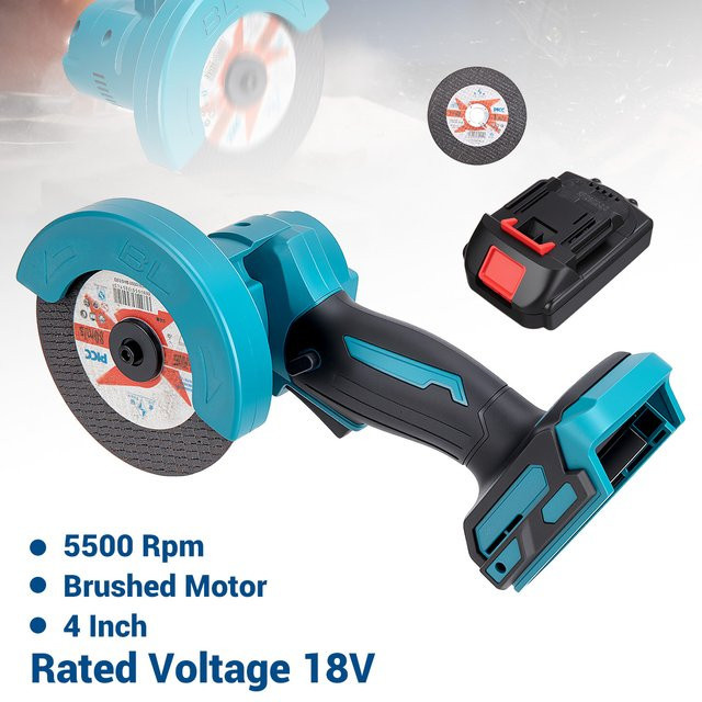 Drillpro Mini-Winkelschleifer Blau, kabelloser 4 Zoll Polierer und Schneidemaschine für 18V Akku - Bild 1