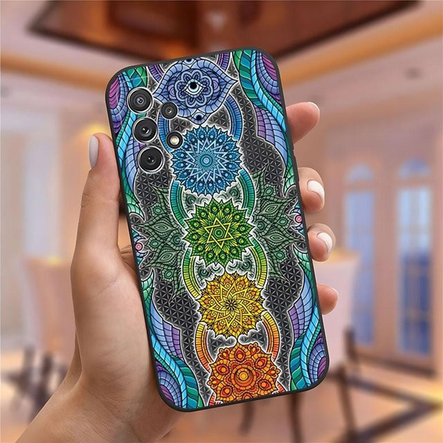 Mandala Chakra Yoga Handyhülle für Samsung Galaxy S23 Ultra S24 S22 S21 S20 FE Plus A54 A34 A16 A53 A13 5G in Multicolour - Bild 1