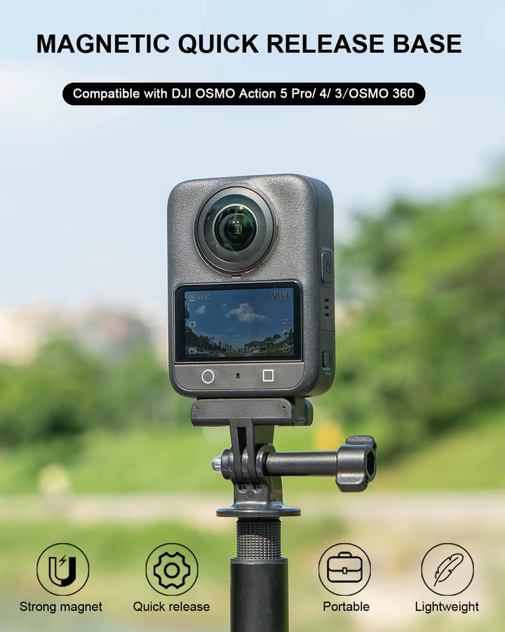 Magnetische Adapterhalterung für DJI Action 5 Pro, Schnellwechsel-Erweiterungshalterung für Osmo Action 4/3 und OSMO 360 Zubehör, Schwarz - Bild 2