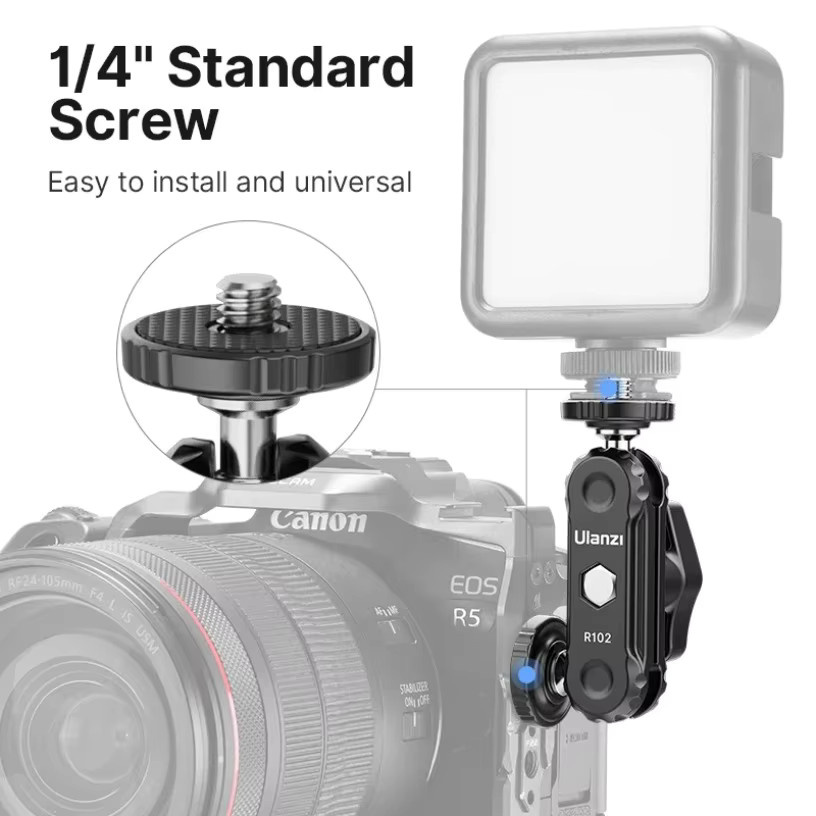 VIKEFON Magic Arm mit Doppel-Kugelköpfen und 1/4 Zoll Schraube zur Verlängerung für DSLR Kamera, Monitor, Video Mic und Stativ in Schwarz - Bild 5