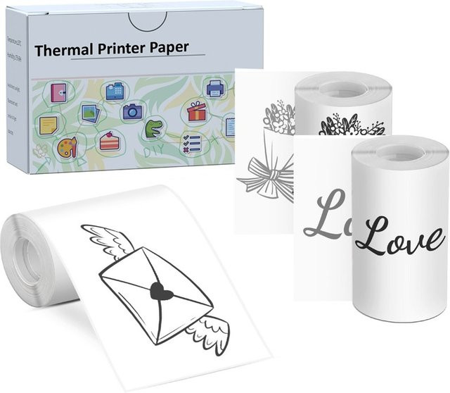 Selbstklebende Thermopapier Rolle T02 in Weiß, kompatibel mit T02/M02X/M02L, Breite: 50 mm, Länge: 3,5 m - Bild 1