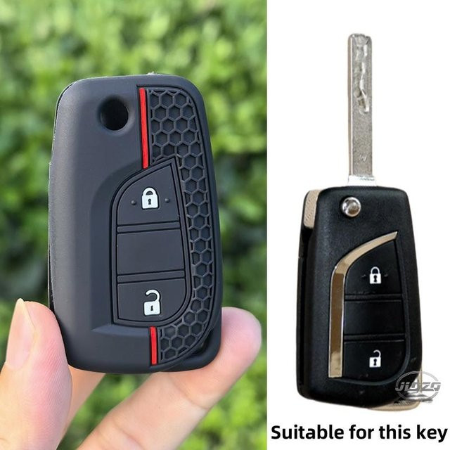 Silikon Auto Schlüsselhülle Set für Toyota Corolla Auris Avensis Yaris Aygo Rav4 in Schwarz - Bild 1