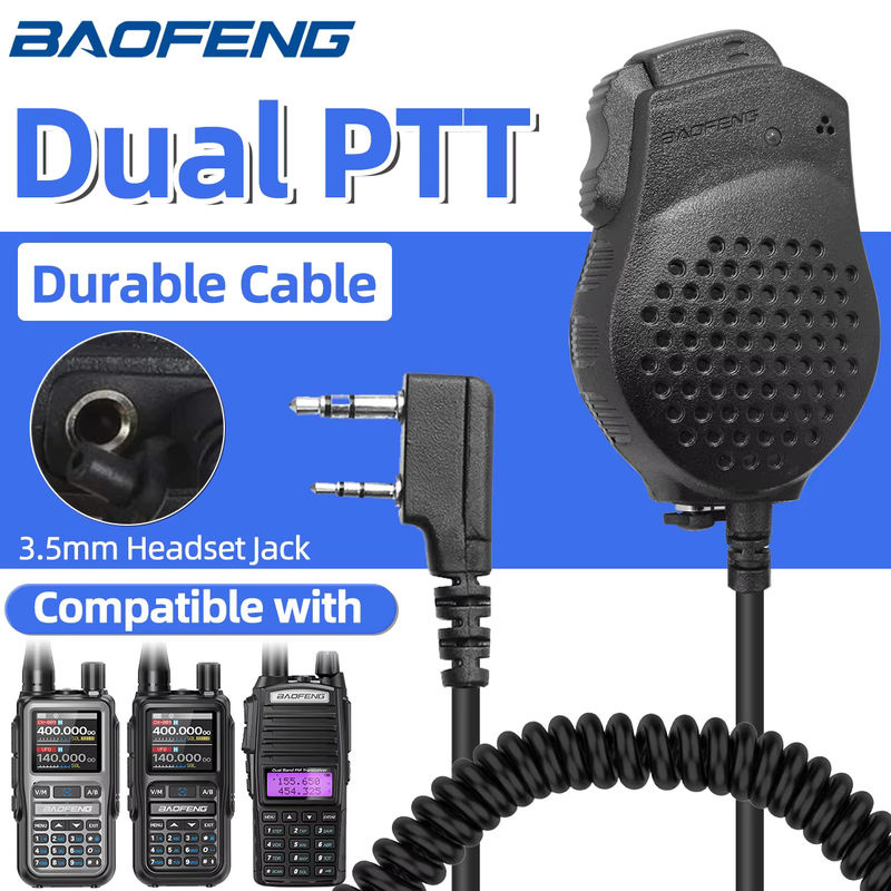 Baofeng Dual PTT Schulterlautsprecher-Mikrofon in Schwarz mit 3,5 mm Klinkenanschluss kompatibel mit BAOFENG UV-5R und MINI UV-82 Zweiwege-Amateurfunkgeräten - Bild 6
