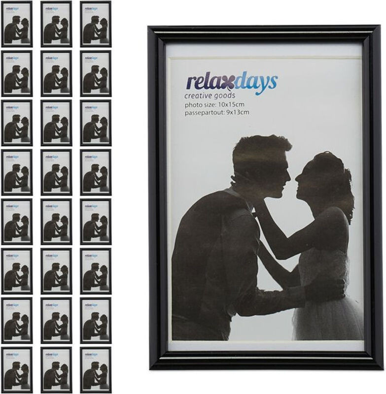 24er Set Bilderrahmen von RELAXDAYS in Schwarz mit Passepartout, modern und rechteckig, zur Tischaufstellung oder Wandmontage, Format: 10 x 15 cm - Bild 1