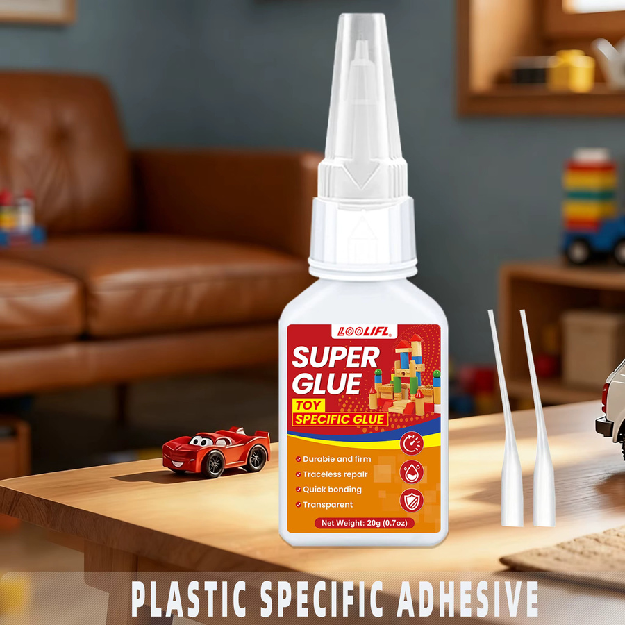 LOOLIFL Cyanacrylat-Kleber transparent, 20 g schnell trocknende Reparaturflüssigkeit für Spielzeug, Gummi, Glas, Holz, Metall und Kunststoff - Bild 2