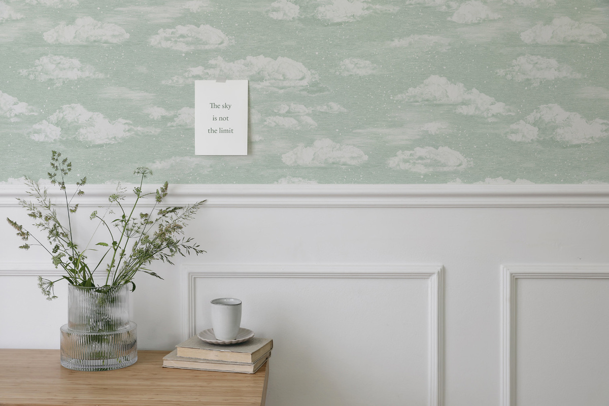 Sian Zeng Tapete Clouds in Green mit Naturmotiv als Vlies-Mural im abstrakten Design - Bild 1