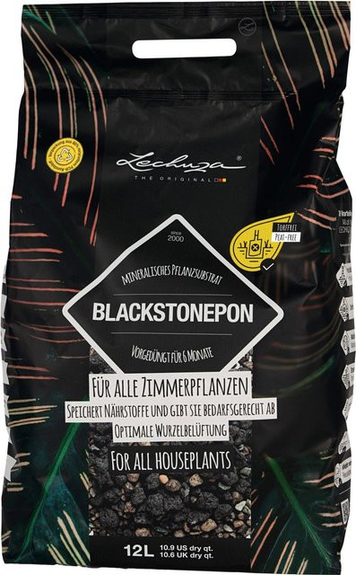 Lechuza Pflanzsubstrat Blackstone Pon 12 in Schwarz für Zimmerpflanzen und essbare Pflanzen - Bild 1