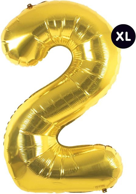 Rico Design Folienballon Zahl 2 in Gold, Höhe: 86 cm - Bild 1