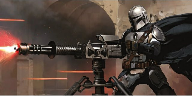 Komar Fototapete Vlies Star Wars The Mandalorian Blaster Multicolor B: 500 cm, H: 250 cm - Bild 1