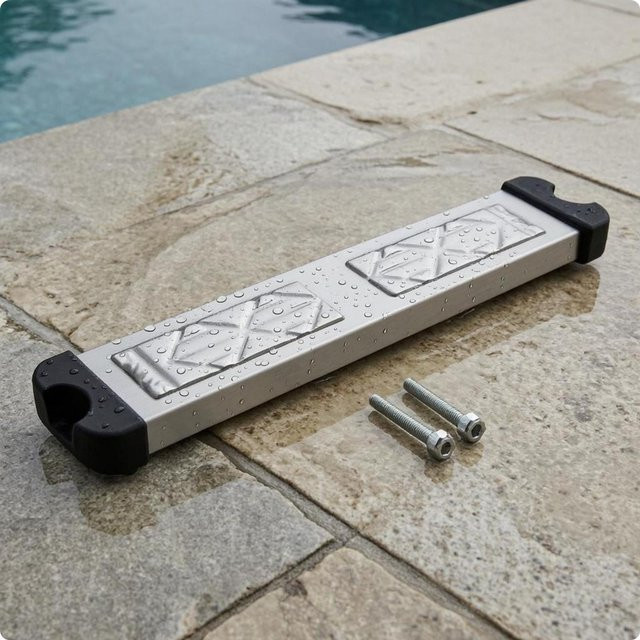 Binchi Outdoor Product Poolleiter Stufenplatte aus Edelstahl in Schwarz und Silber mit strukturierter Anti-Rutsch-Oberfläche und korrosionsbeständigen Außenbeschlägen - Bild 1
