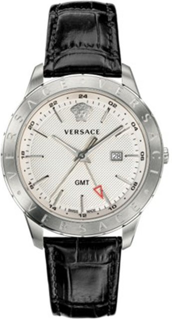 Versace Herrenuhr, Quarz, Edelstahl, Leder, 43 mm, Silber, 3 ATM - Bild 1