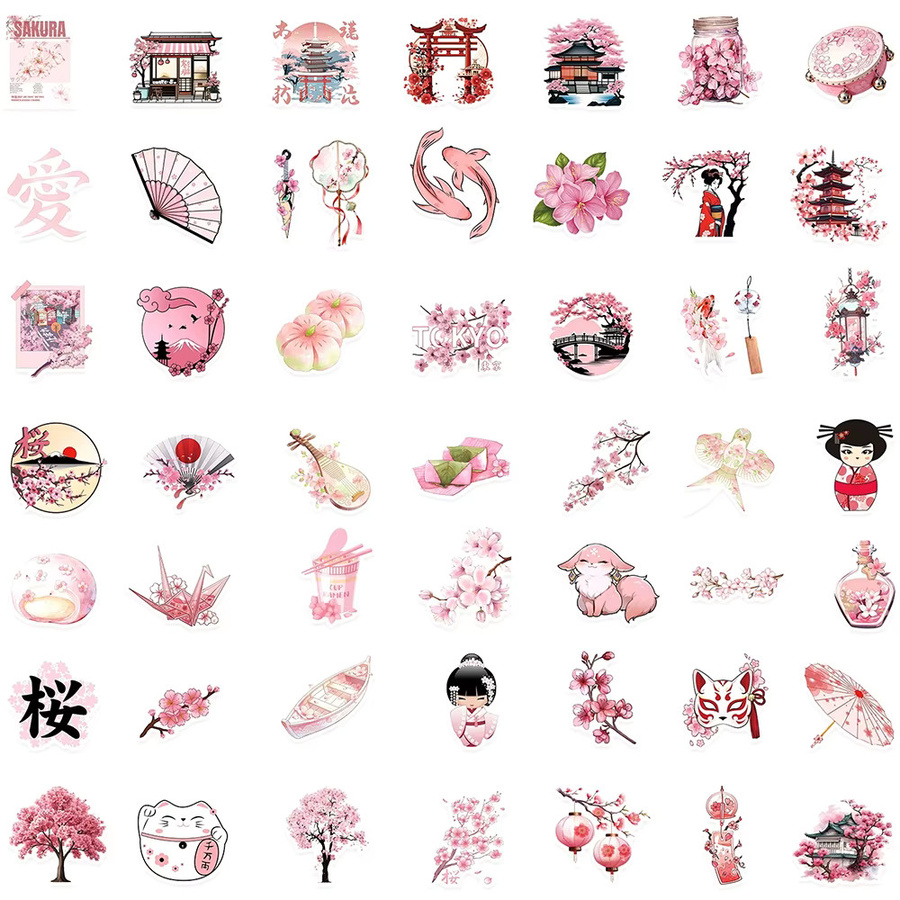 Rspctou Sakura Anime Aufkleber, pink, 10-teiliges Set - Bild 2